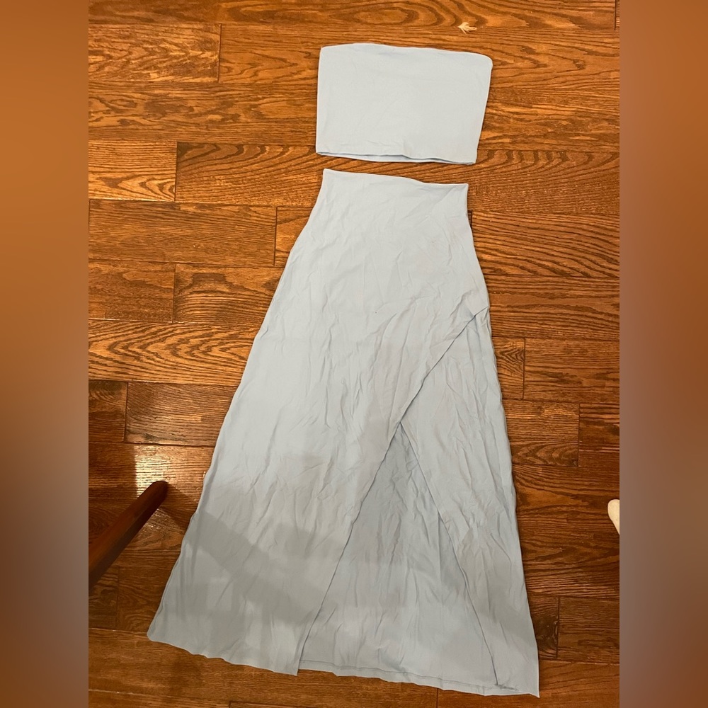 Susana Monaco High Waist Wrap Skirt  + tube top in Aquarius